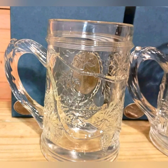 Glass beer steins pewter fisherman and sandhill crane from Fort retro barware - Picture 7 of 12